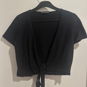 Brandy Melville Black Wrap Top